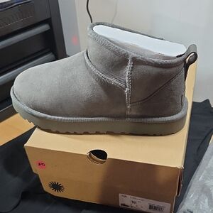 UGG Gray Ankle Boots with Sheepskin Lining